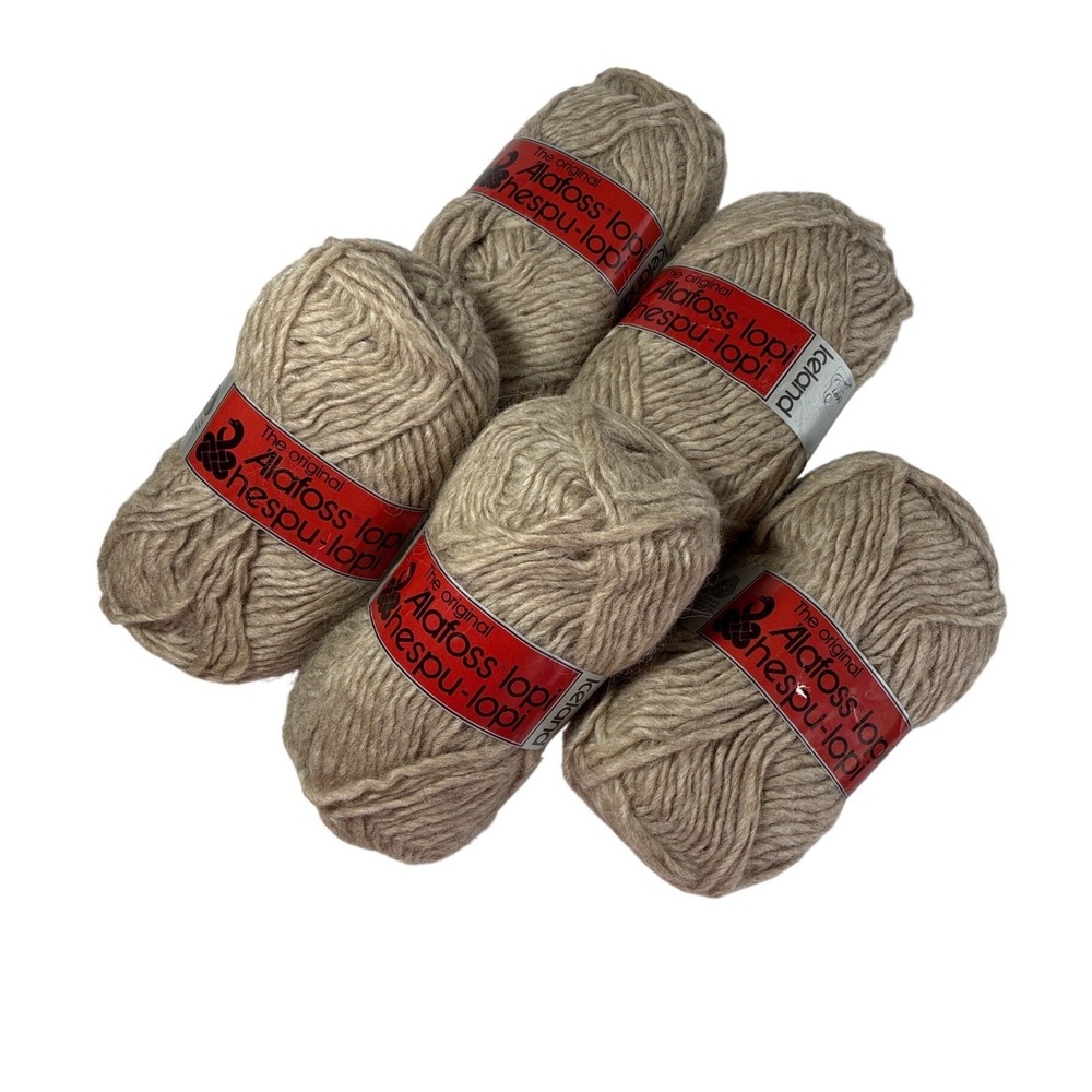 Álafoss Lopi Iceland Wool Yarn NEW Lot 5 skeins balls Hespu-Lopi heather oatmeal